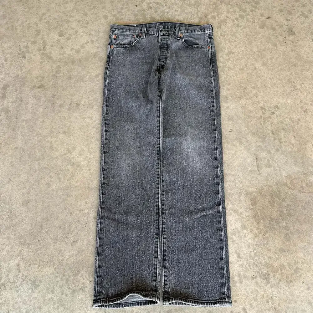 Vintage Levi's 501 Button Fly Straight Leg Jeans in Washed Black